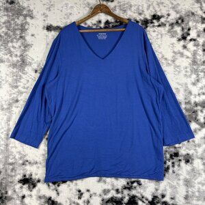 Chicos Ultimate Tee Womens Size XXL (4) Blue V-Neck Rayon Stretch Casual Comfort